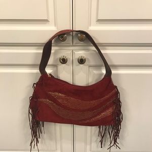 Chi by Carlos Falchi Burgundy Tassel Handbag